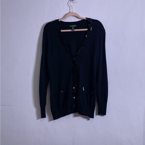 Ralph Lauren Black Cardigan with Sequin Accents